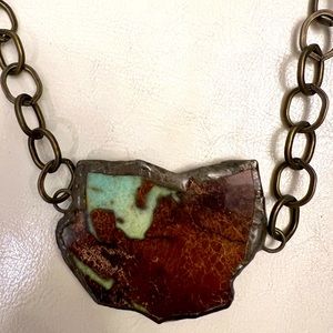 Statement turquoise necklace designed by the jeweler Jennifer Ponson.